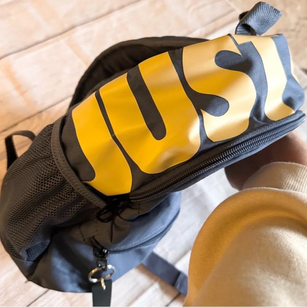 Nike Mini Backpack Gray Yellow Just Do It Small Travel Bag Unisex - Picture 3 of 11